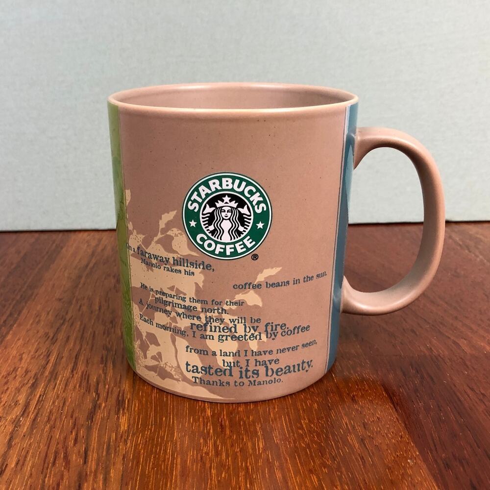VTG Starbucks Origins Series Thanks To Manolo 18oz Mug Green Accent EUC - Picture 8 of 9